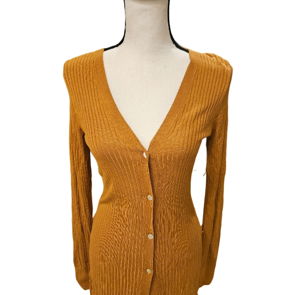 NWT - Anthropologie Elegant Mustard Cardigan Dress - Picture 2 of 9